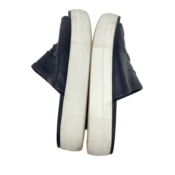 J/Slides Platform Leather Slide Size 6.5 Black Slip-on Thick Rubber Sole - Picture 6 of 8